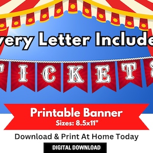 Karneval Thema Banner - Red Zirkus Alphabet PDF Set- print zu Hause ausdrucken