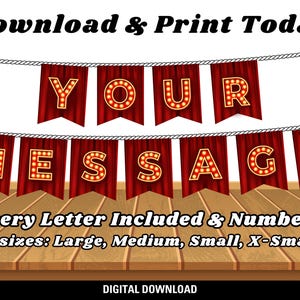 Broadway / Hollywood Marquee Lights bannerBroadway / Hollywood Marquee Lights banner Printable Banner -PDF Set- print at home- 4 sizes