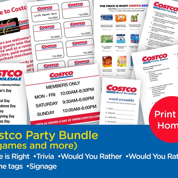 Costco Party Games Printables