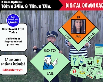 17 Monopoly Board Game-Themed Group Costumes - DIY Printables, editable- Halloween, office friendly, school friendly- oversized-3 sizes