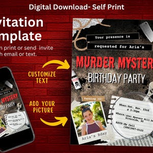 Bearbeitbare Mystery-Einladung - Canva-Vorlage (5x7)