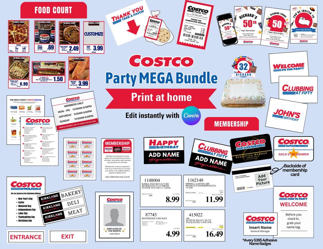 Costco MEGA BUNDLE, Customize, Canva, Invite, Badges, Membership Cards Costco MEGA BUNDLE, Customize, Canva, Invite, Badges, Membership Cards