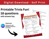 Broadway Trivia Printable & Editable – 18 Fun Questions from Your Favorite Musicals!  |  Digital Download