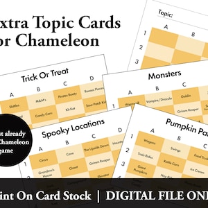 27 cartas extras de camaleão (para impressão), 20 e 7 cartas extras de Halloween, além de uma carta em branco para impressão (27 cartas no total)