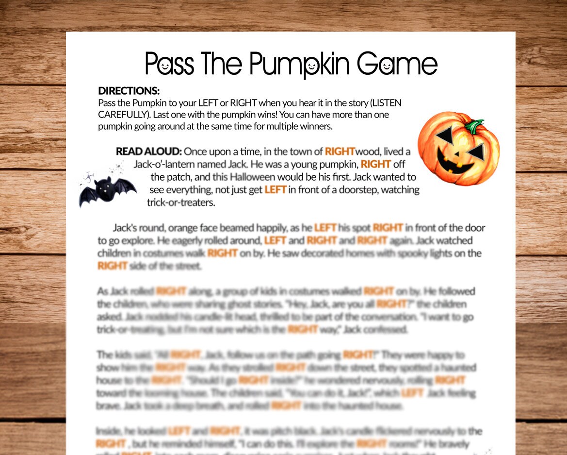 Pass the Pumpkin Left, Right Game - Etsy
