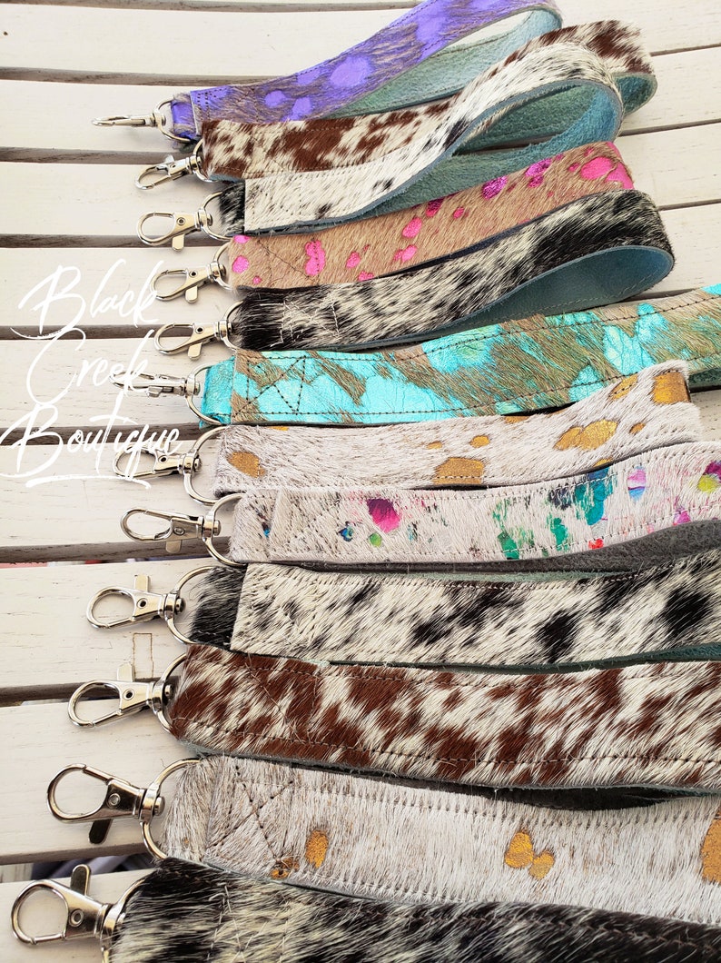 Surprise Wristlet Keychain Super cool cowhide wristlets for Etsy
