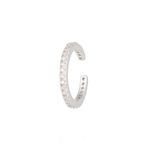 Small Ear Cuff Earring | Tiny Huggie Cuff Earring | Single Ear Cuff | Cubic Zirconia | Silver Hoop Ear Cuff | .925 Sterling Silver