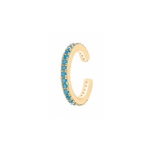 Ear Cuff Earring | Ear Cuff | Turquoise Ear Cuff | Thin Ear Cuff | Gold Ear Cuff | Hoop Earring | Cubic Zirconia | .925 Sterling Silver