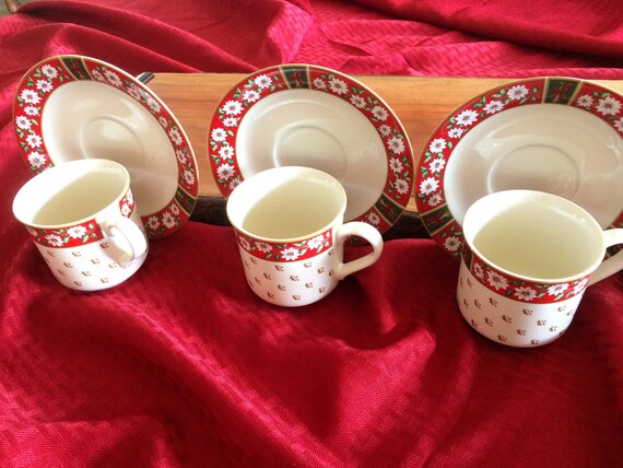 Charlton Hall by Kobe Christmas Dishes: Teacup and Saucer one - Etsy