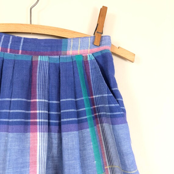 vintage plaid cornflower blue full skirt | 50s pa… - image 9