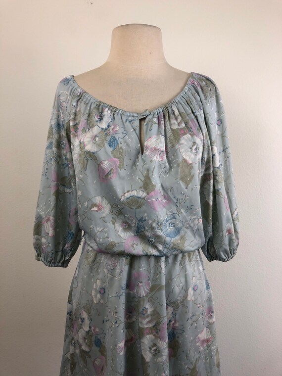 vintage 60s pastel floral mini dress | 1960s blou… - image 4