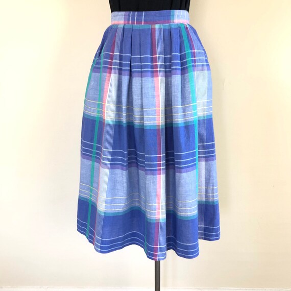 vintage plaid cornflower blue full skirt | 50s pa… - image 5