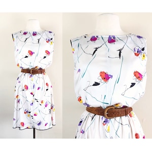 vintage 60s mini tent dress | abstract floral mod trapeze dress | 1960s boho hippie