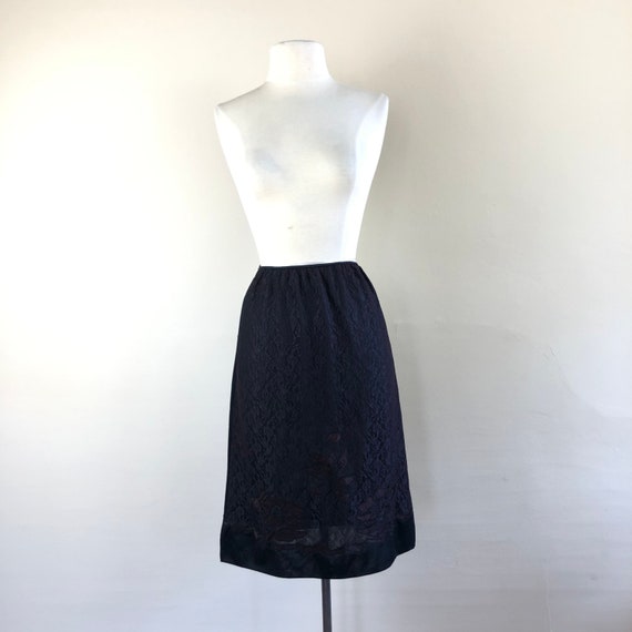 vintage 50s lace slip skirt | 1950s embossed mini… - image 2