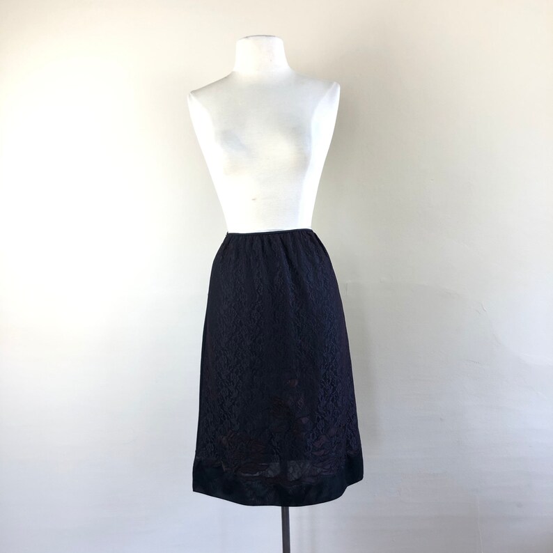 vintage 50s lace slip skirt 1950s embossed mini skirt mod embroidered floral image 2