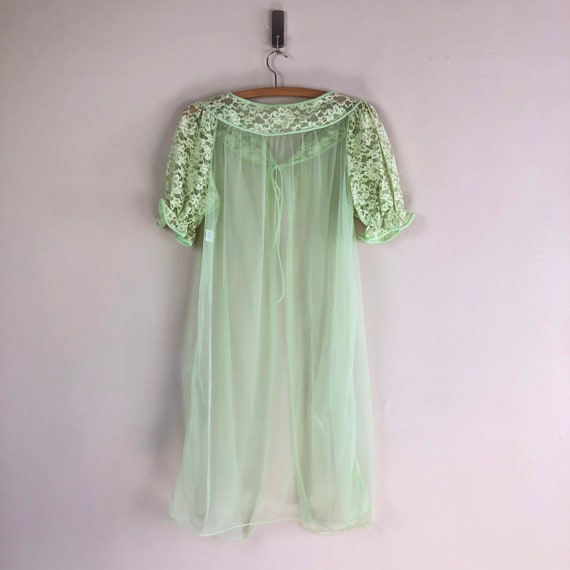 vintage sheer lace chiffon key lime peignoir nigh… - image 9