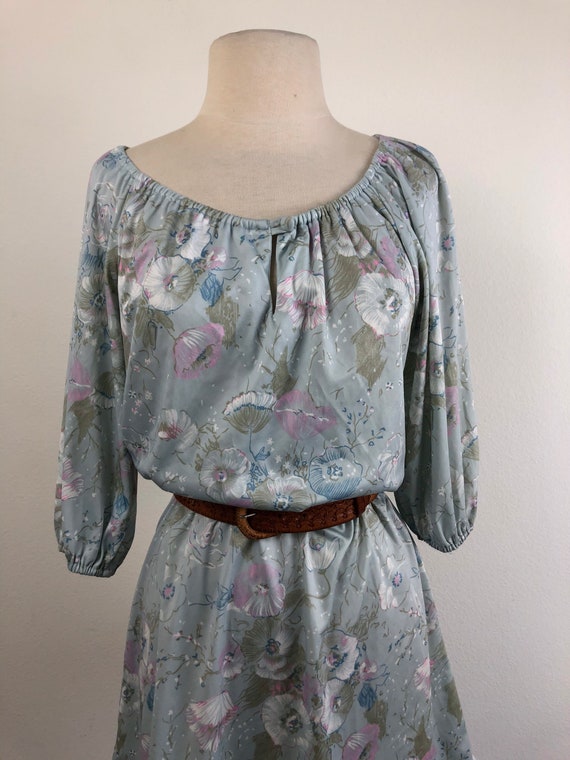 vintage 60s pastel floral mini dress | 1960s blou… - image 5