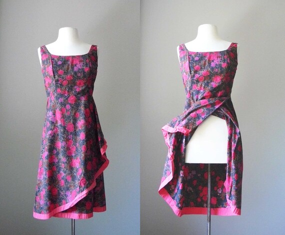 vintage 1950s abstract marble rose print wiggle dr