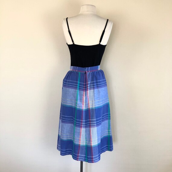 vintage plaid cornflower blue full skirt | 50s pa… - image 7