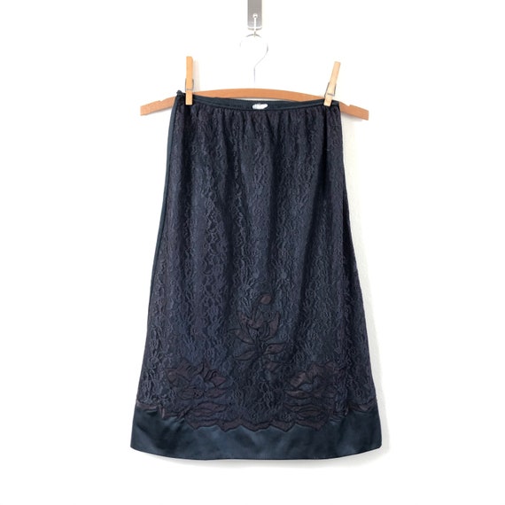 vintage 50s lace slip skirt | 1950s embossed mini… - image 9