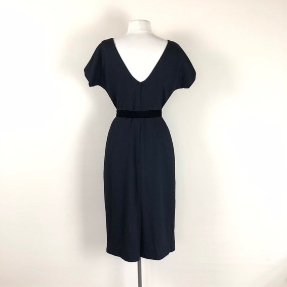 vintage 50s black wool wiggle dress | le femme fa… - image 4