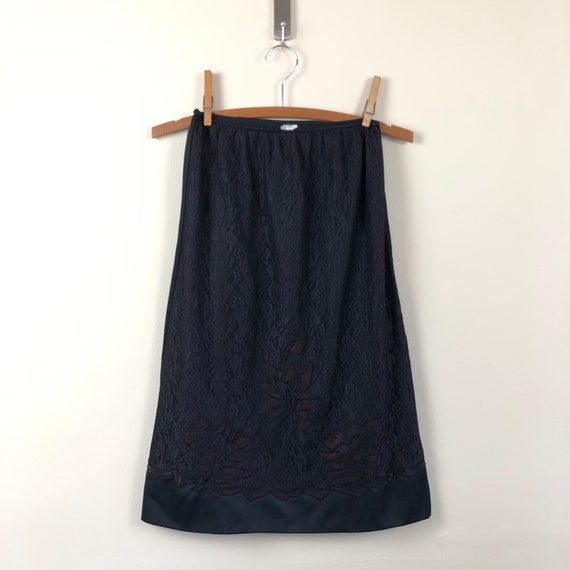 vintage 50s lace slip skirt | 1950s embossed mini… - image 4