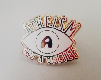 Pin ateo de esmalte dorado - Pin de ciencia / Joyería de ciencia / Regalo de ateísmo / Pin de mochila / Pin de solapa / Regalo de ciencia para ella / Símbolo ateo
