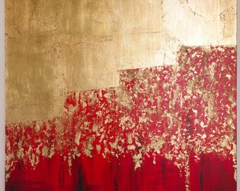 Red/Gold Gilded Abstract Art