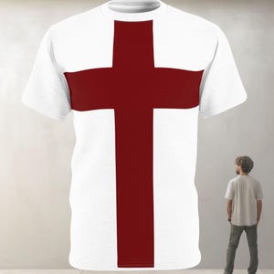 Crusader Cross Unisex Tee - Knights Templar Medieval Knight Armor Tshirt, Historical Cross Symbol Shirt, White Knight Crusade Top, Templar