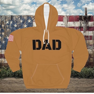 Military Dad Patriotic Pullover Hoodie, Veterans Day, Father&#39;s Day Gift, Unisex Sweatshirt, Army Father Apparel, Military Family Clothing