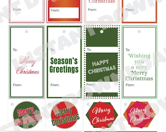 Christmas Swing Tags Green & Red - Digital Download (PYO)