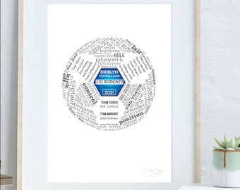 Soccer Custom Coach's Gift - Typographic Soccer Ball Print