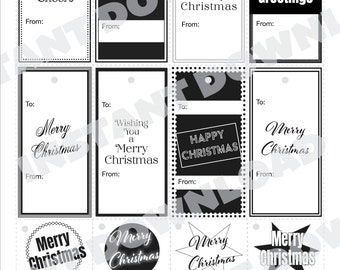 Christmas Swing Tags, Black & White - Digital Download (PYO)