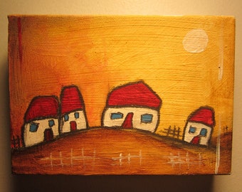 My Little Town - small acrylic painting