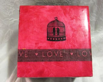 Handmade Red Lovebird Box