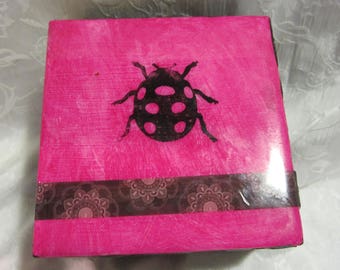 Handmade Pink Ladybug Box