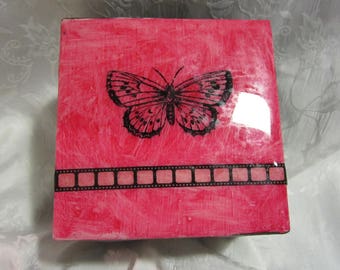 Handmade Pink Butterfly Box