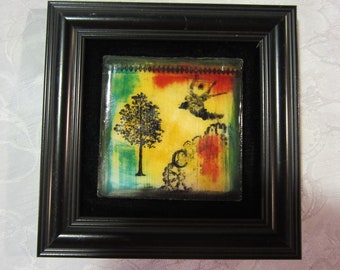 Small Framed Painted Tile/Untitled