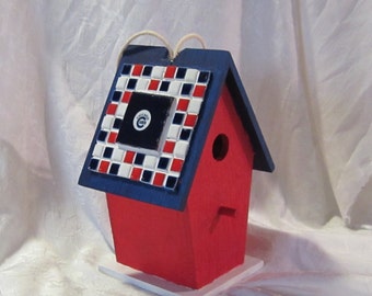 Tall Handmade Chicago Cubs Birdhouse/TT