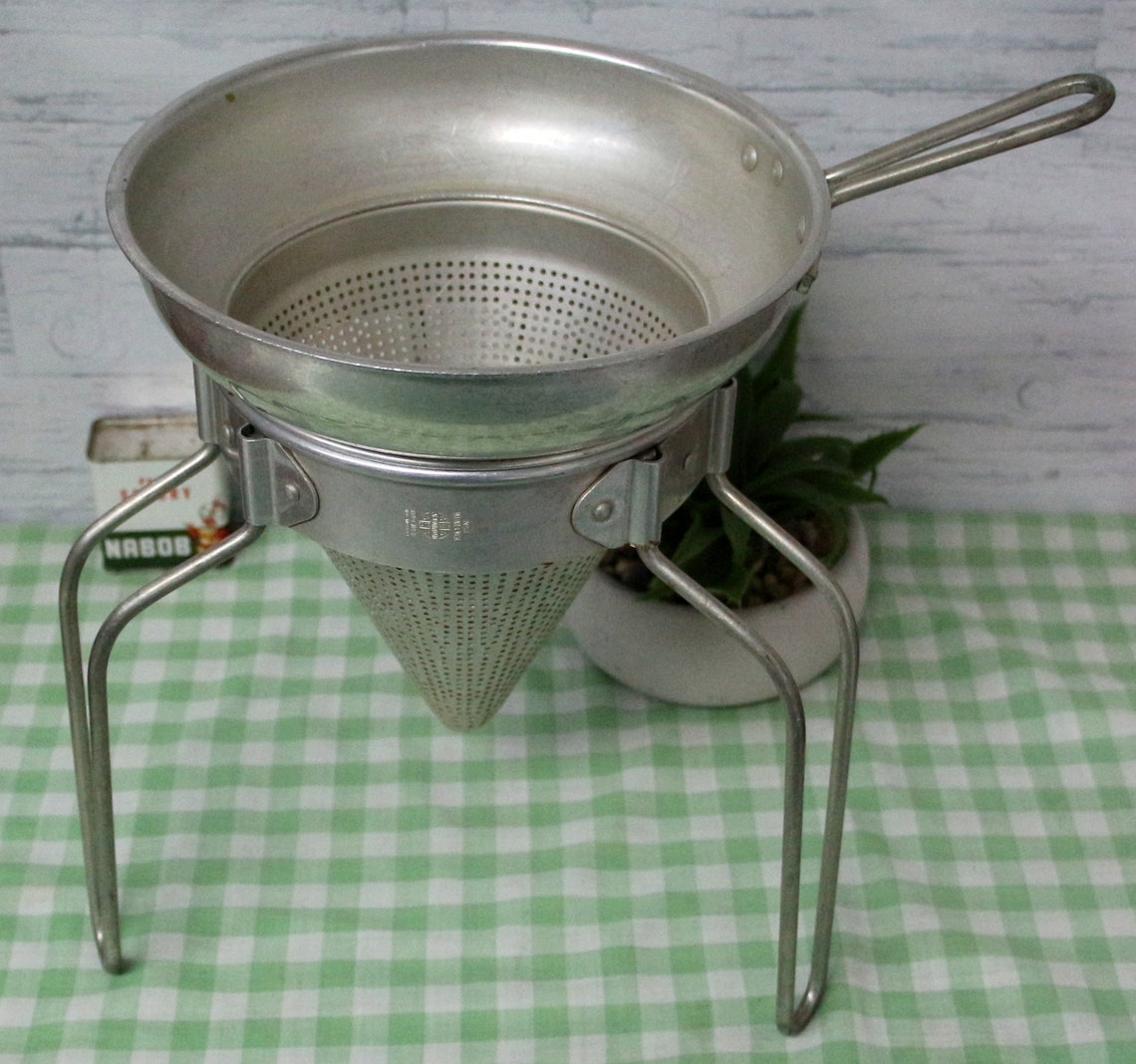 Vintage Aluminum Cone Strainer with Stand Large WearEver Etsy
