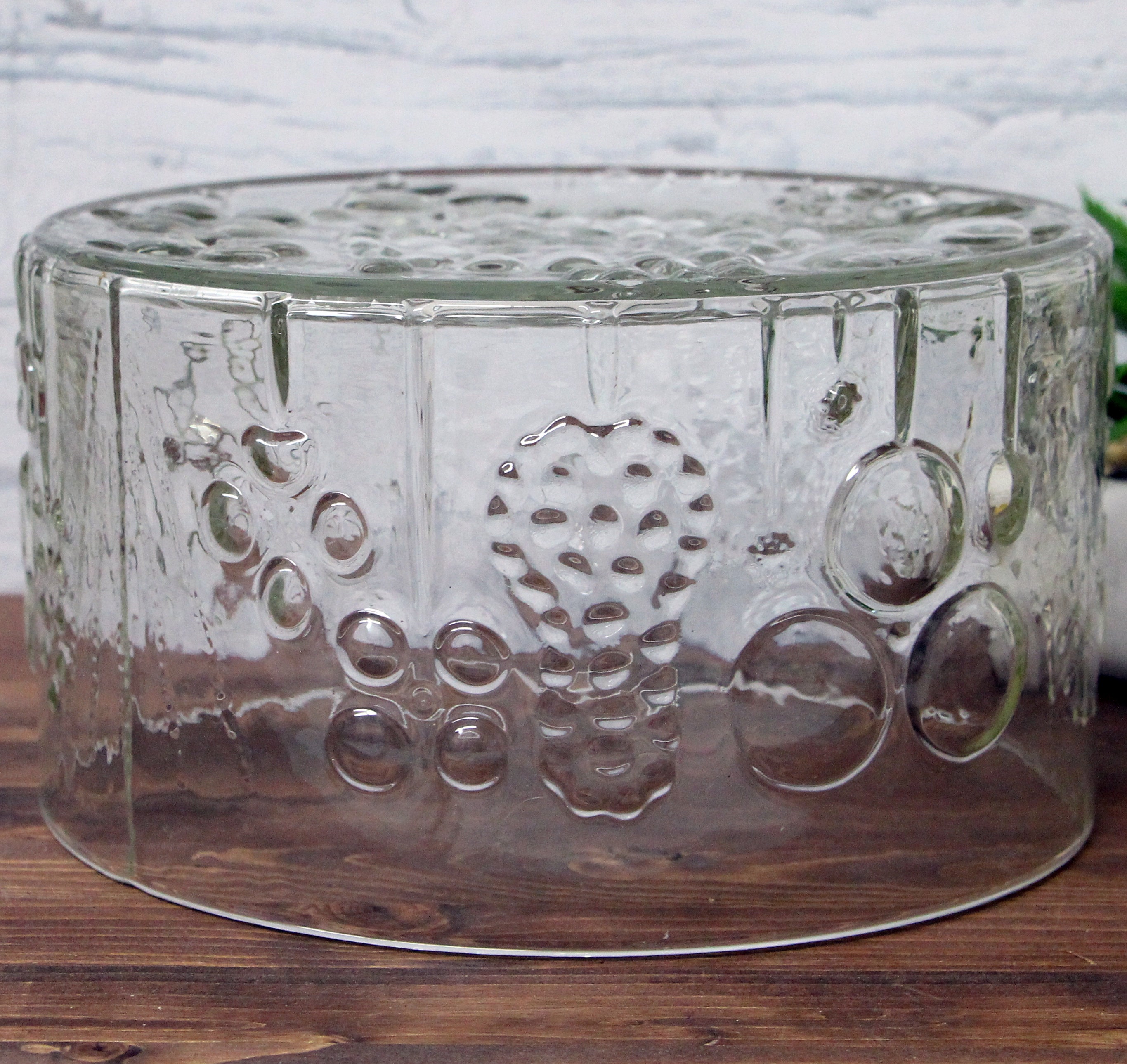 Large Vintage Iittala Flora Bowl Clear Glass Floral patterned Etsy