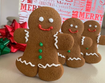 Gingerbread Man Cookies - 12 Large Fresh & Handmade Cookies- Christmas Cookie- Gingerbread Cookies