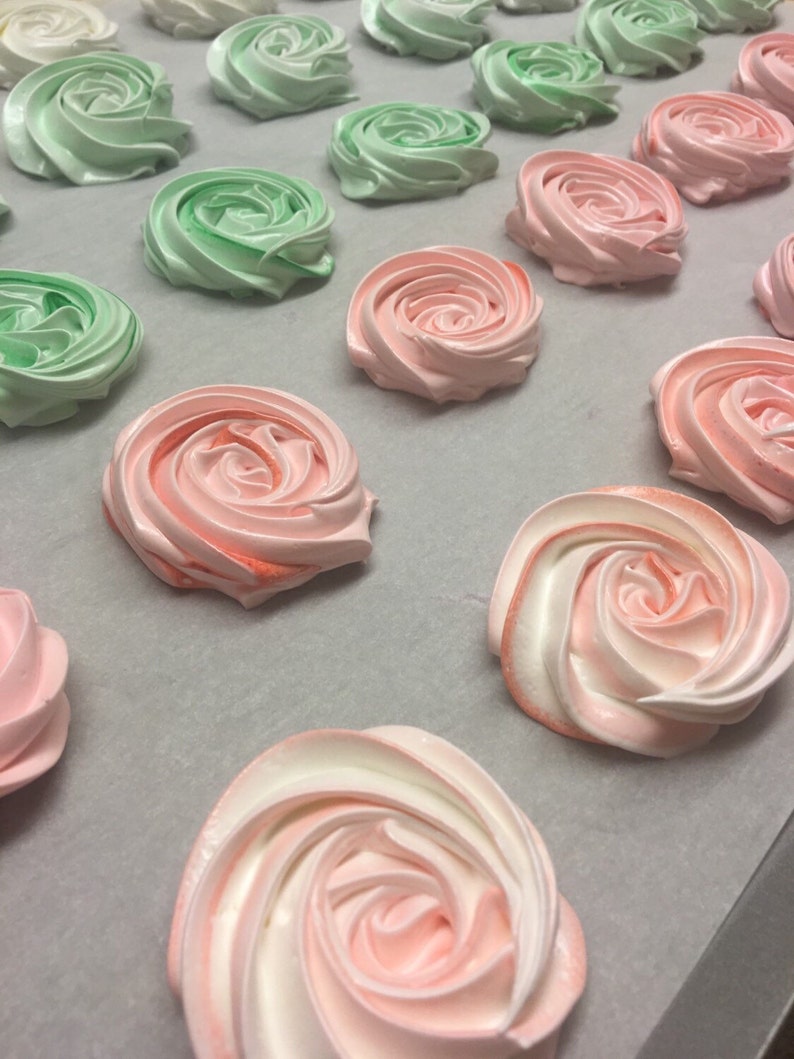 Meringue Cookies Cookies 24 Large Rose Meringue Cookies Etsy