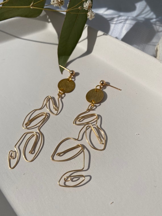 Wire Vine Leaf Earrings Etsy