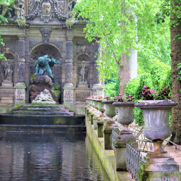 Paris France Photo Note Card, Blank, Medici Fountain, Romantic Travel Photo, Birthday, Wedding, Anniversary, Luxembourg Gardens