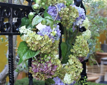 Nature Photo Note Card, Blank, Hydrangeas, Wreath, Gate, Carmel-by-the-Sea, Travel Photo, Birthday, Nature, Anniversary, Wedding