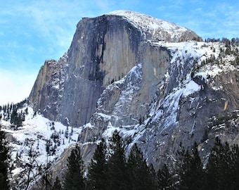 Nature Photo Note Card, Blank, Yosemite, Half Dome, Travel Photo, Birthday, Nature, Anniversary, Mountains, Winter, Snow, National Park