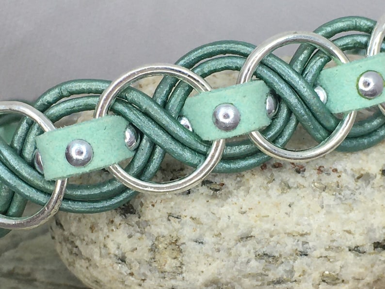 18th birthday gift girl Mint and teal leather bracelet pulsera,