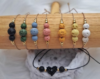 Diffuser bracelet with real lava stone beads, aromatherapy essential oils macrame bracelet
