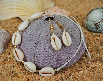 Shell bracelet, shell earrings, shell jewelry set, shell jewelry